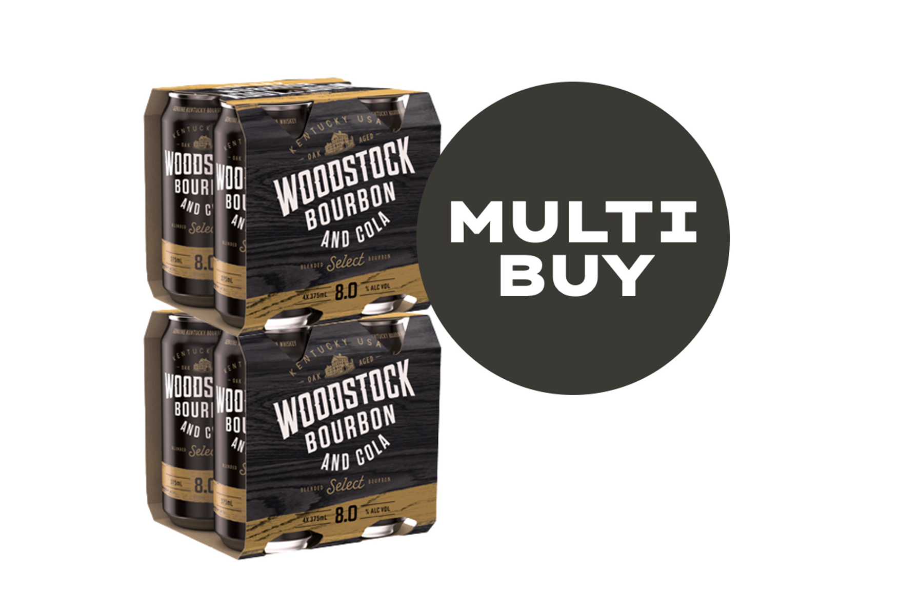 Woodstock Bourbon & Cola 8% Can 375ml | Thirsty Camel