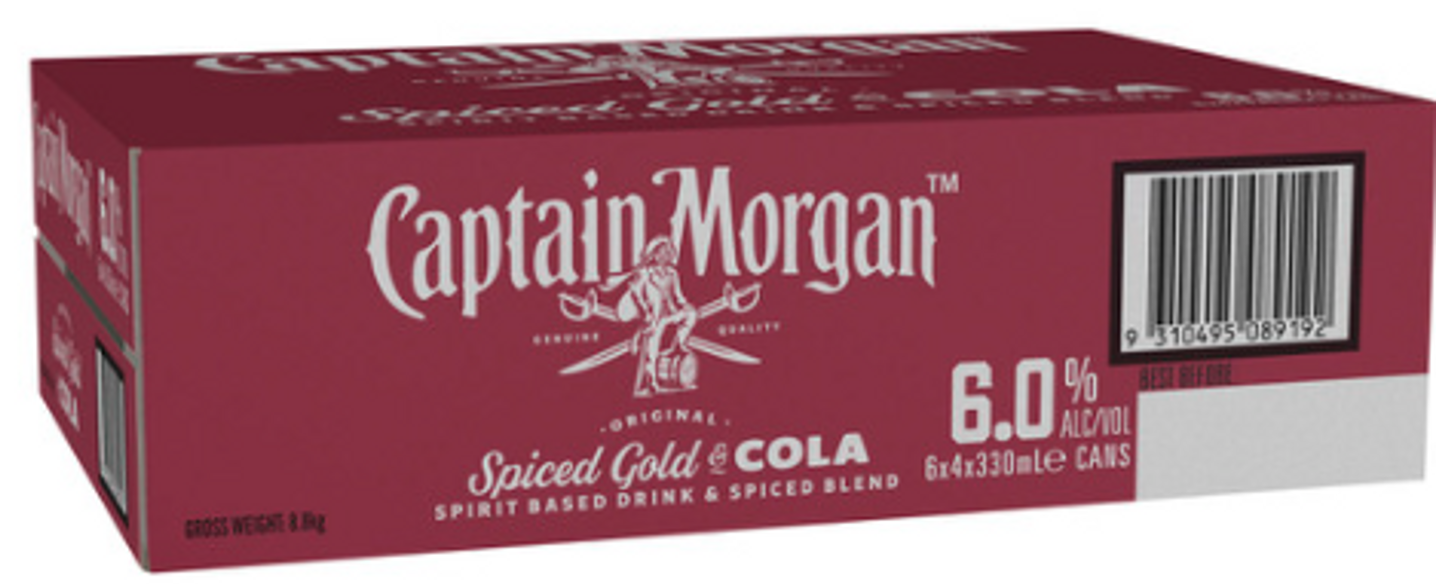 Captain Morgan Spiced Gold & Cola 6% 330ml Can | Thirsty Camel