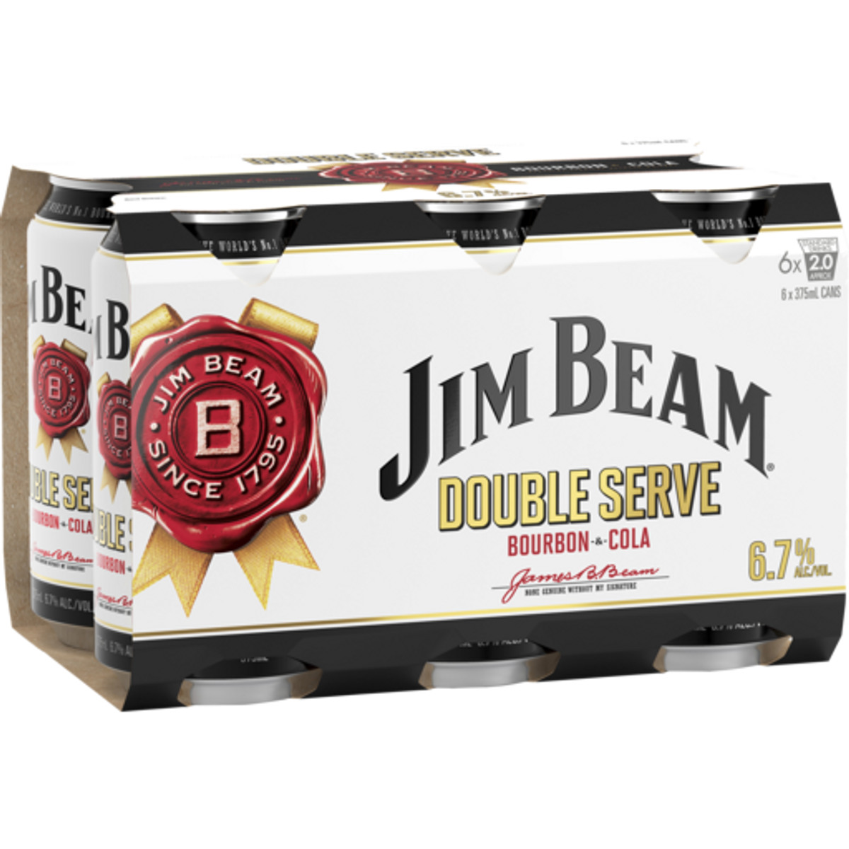 Jim Beam White Double Serve & Cola 6.7 Can 375mL Thirsty Camel