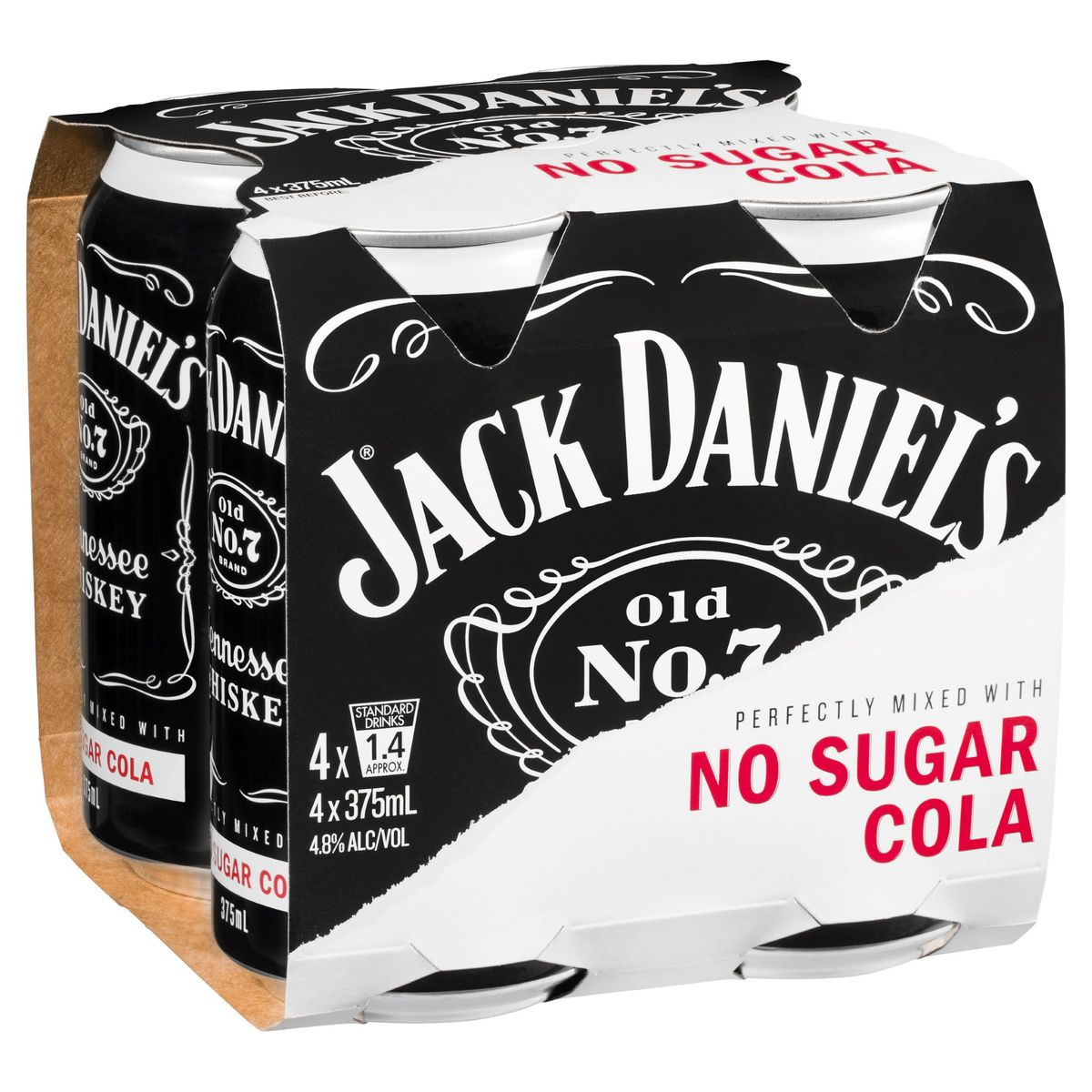 Jack Daniel's Tennessee Whiskey & No Sugar Cola Can 375mL | Thirsty Camel