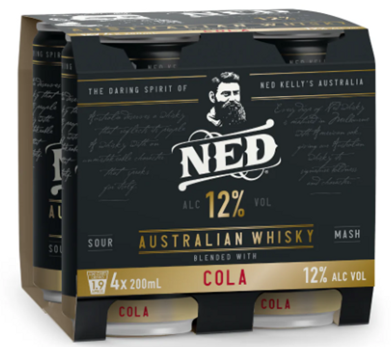 Ned Whisky & Cola 12% Can 200mL 4 Pack | Thirsty Camel